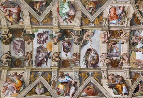 sklepienie Kaplicy Sykstyńskiej na Watykanie – Michał Anioł, XVI w., fresk