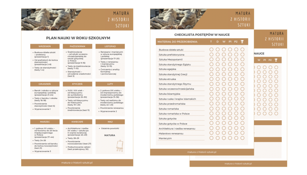 Plan i checklista nauki do matury z historii sztuki do uzupełnienia